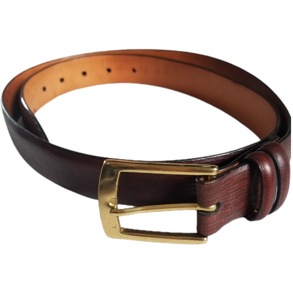 Trafalgar Mens Cognac Brown Genuine Cortina Leather Dress Belt Sz 38 USA Made